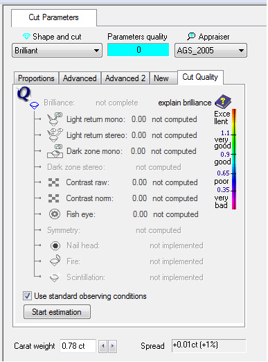 Cut Quality Tab and Appraiser set to AGS_2005