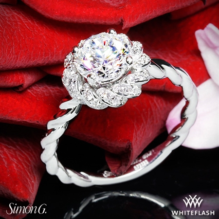 Simon G. LR1133 Classic Romance Halo Diamond Engagement Ring