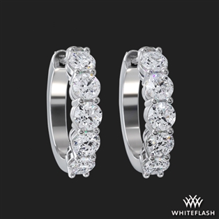 Five Stone Diamond Hoop Earrings