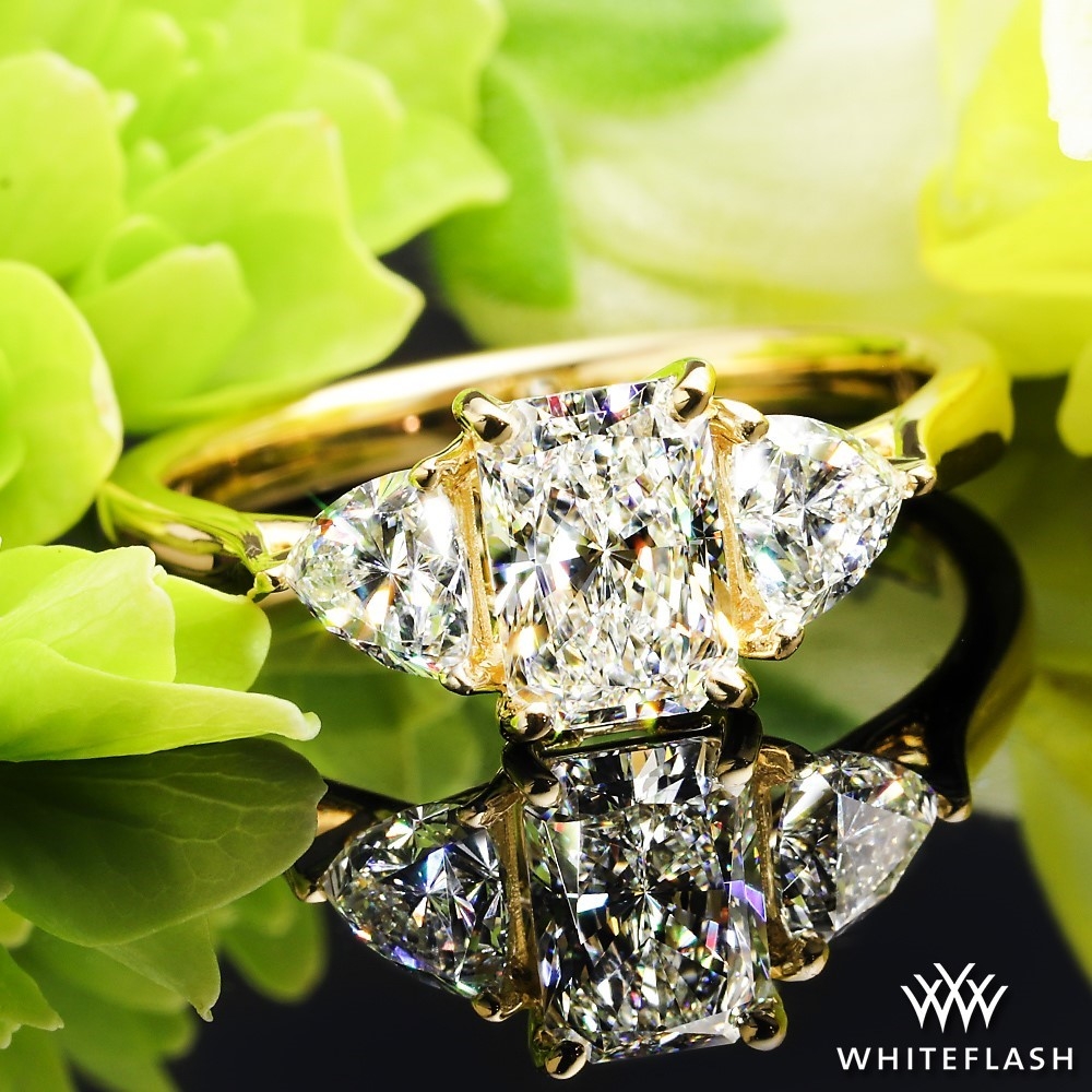 18k Yellow Gold Custom Three Stone Engagement Ring