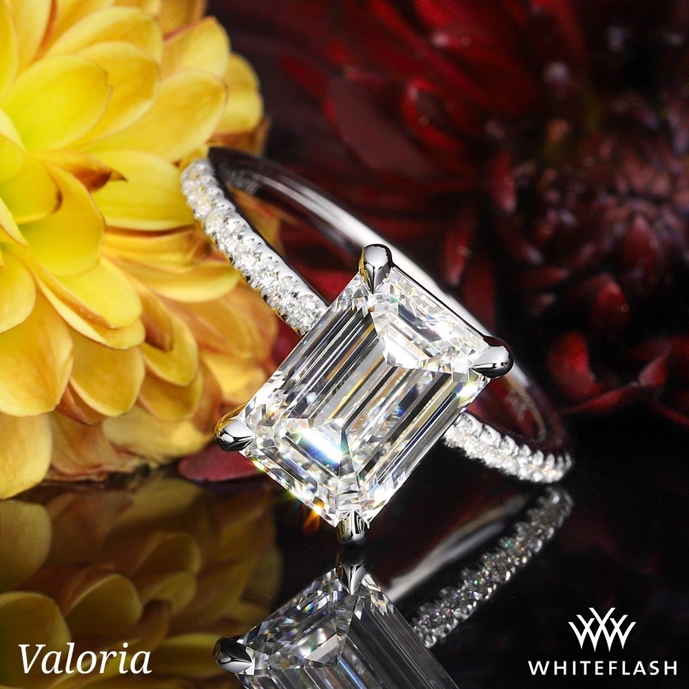 14k White Gold Valoria Micropave Diamond Engagement Ring