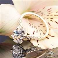 Custom Hidden Halo Tulip Head Half Eternity Diamond Engagement Ring